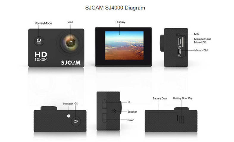 Original SJCAM SJ4000 Action Sport Camera 1080P 170 Degrees Wide Angle Lens 12MP Sensor