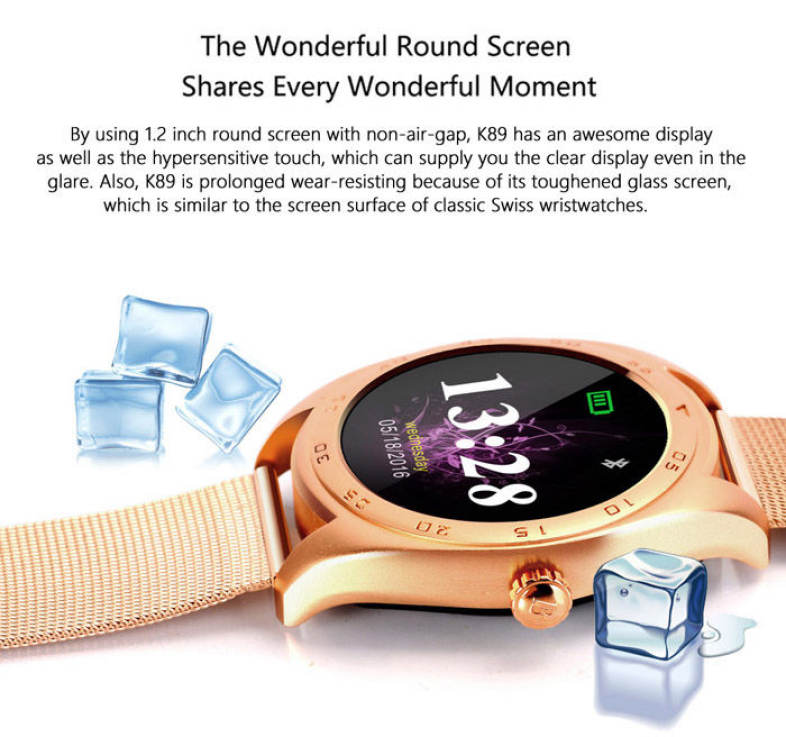 CACGO K89 Bluetooth 4.0 Heart Rate Monitor Smart Watch with Three-axis Accelerometer Loudspeaker