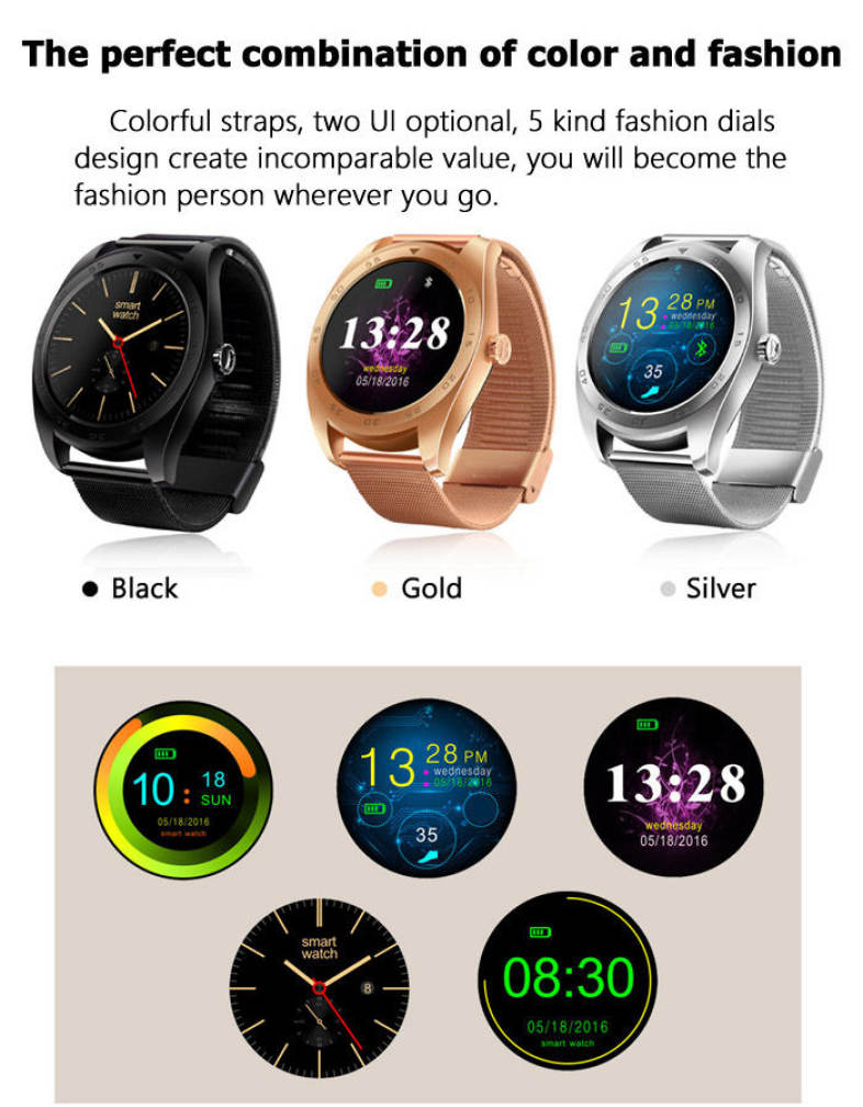 CACGO K89 Bluetooth 4.0 Heart Rate Monitor Smart Watch with Three-axis Accelerometer Loudspeaker