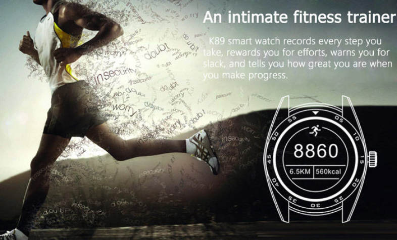 CACGO K89 Bluetooth 4.0 Heart Rate Monitor Smart Watch with Three-axis Accelerometer Loudspeaker