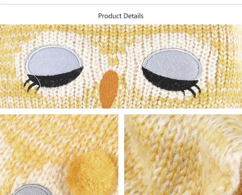 Owl Pom-pom Hat with Scarf for Children