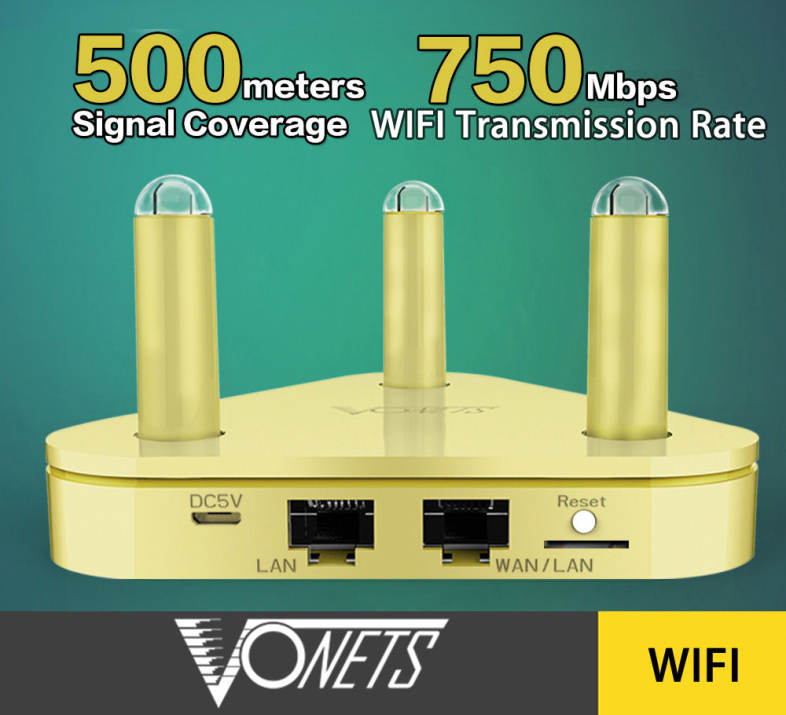 VONETS VAR5G High Performance Dual-band WiFi Router 750Mbps 2.4GHz / 5.0GHz Wireless AP