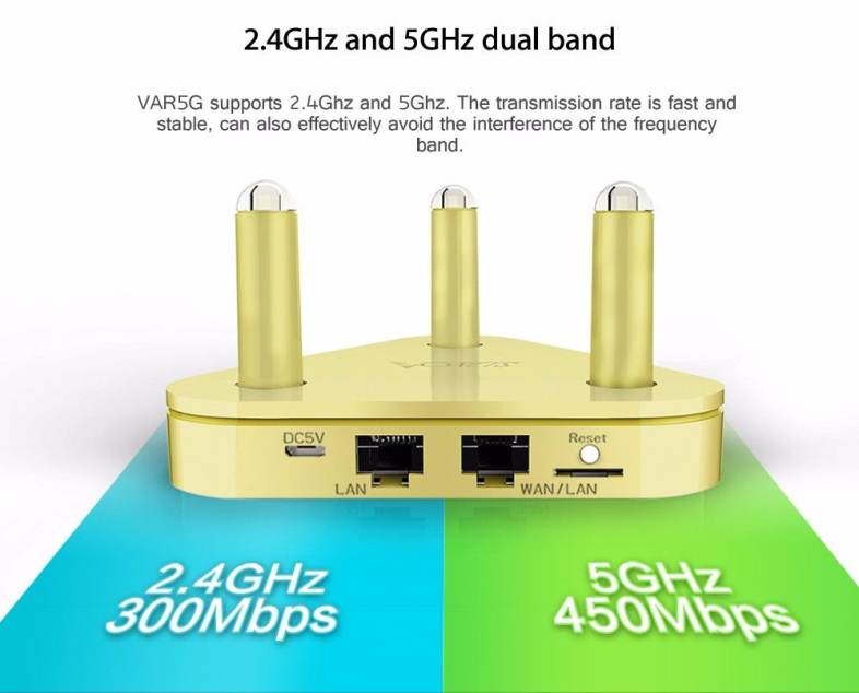 VONETS VAR5G High Performance Dual-band WiFi Router 750Mbps 2.4GHz / 5.0GHz Wireless AP