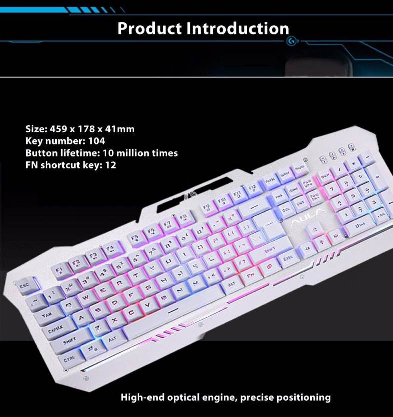 AULA USB Wired Optical Gaming Keyboard with Backlight