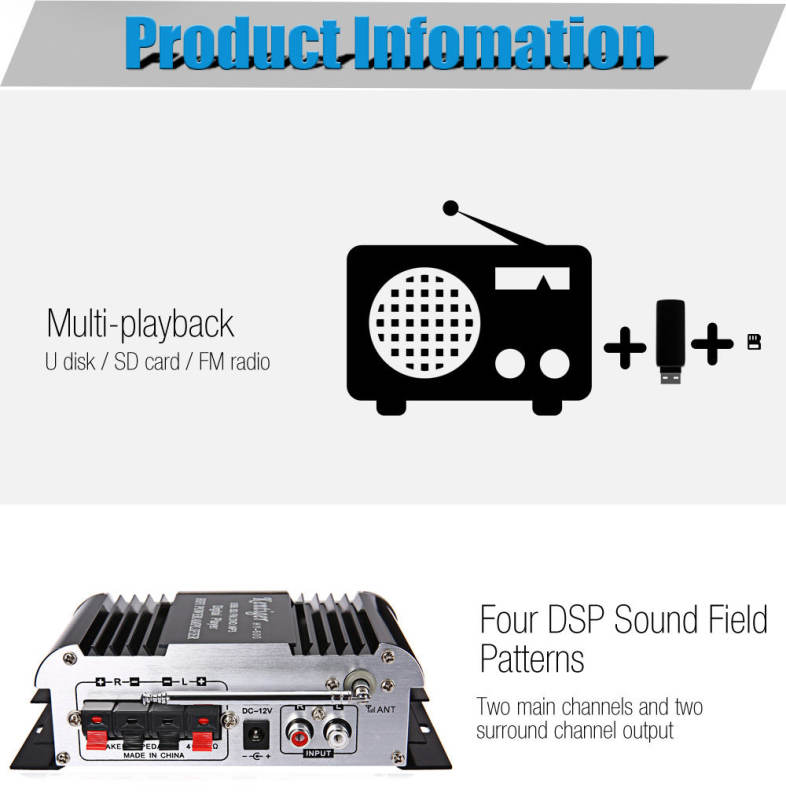 Kentiger HY - 600 IR Control FM MP3 USB Playback Digital Audio Amplifier