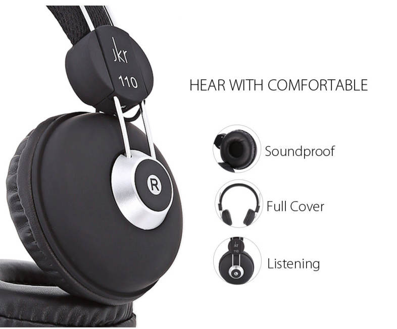 JKR 110 3.5MM Plug Wired Stereo HiFi Music Headphones Headset
