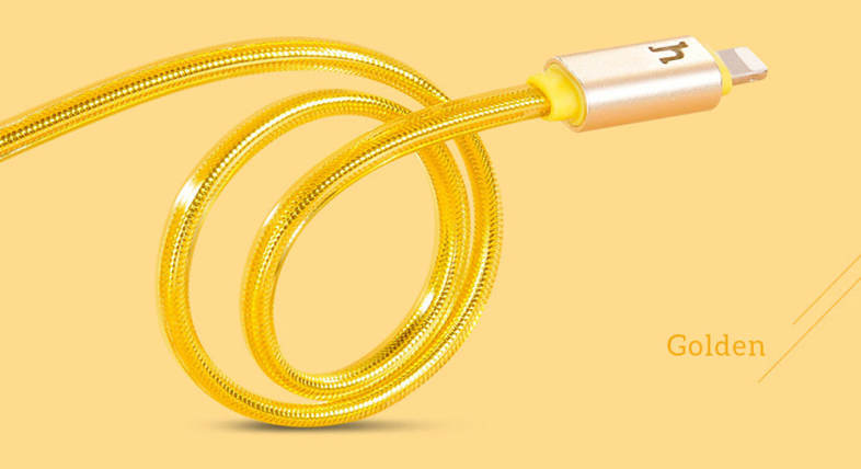 HOCO UPL12 2.4A Metal Jelly Texture Intelligent Breathing Light Braided Cable for iPhone 1.2M