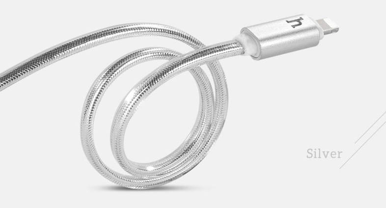 HOCO UPL12 2.4A Metal Jelly Texture Intelligent Breathing Light Braided Cable for iPhone 1.2M