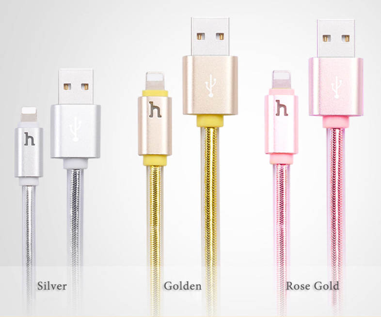 HOCO UPL12 2.4A Metal Jelly Texture Intelligent Breathing Light Braided Cable for iPhone 1.2M