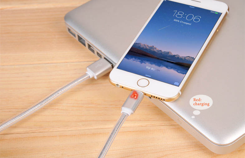 HOCO UPL12 2.4A Metal Jelly Texture Intelligent Breathing Light Braided Cable for iPhone 1.2M