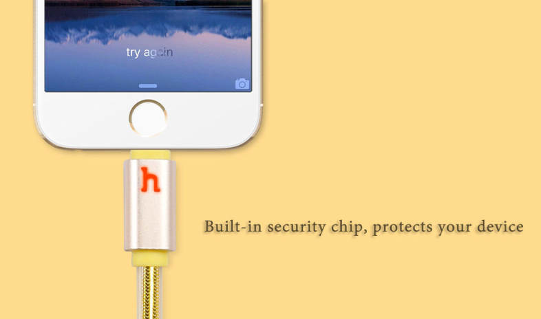 HOCO UPL12 2.4A Metal Jelly Texture Intelligent Breathing Light Braided Cable for iPhone 1.2M