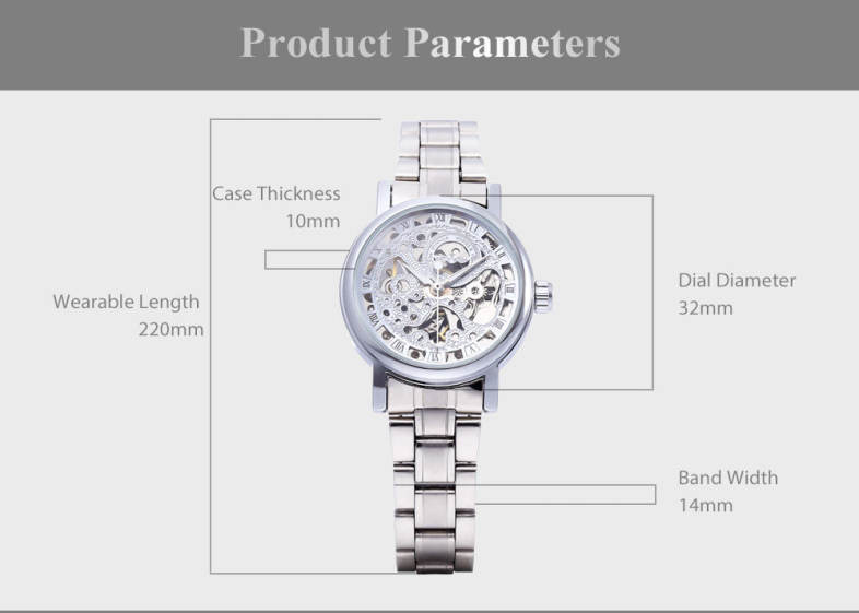 Winner F120524 Female Auto Mechanical Watch Luminous Hollow Back Cover Wristwatch