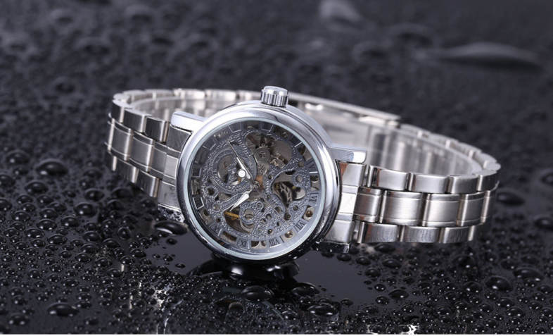 Winner F120524 Female Auto Mechanical Watch Luminous Hollow Back Cover Wristwatch