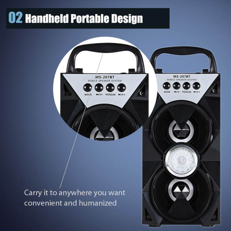 Redmaine MS - 207BT Portable High Power Output Multimedia FM Radio Wireless Bluetooth Speaker