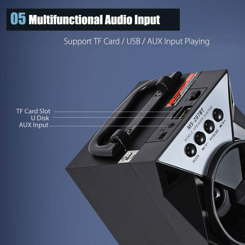 Redmaine MS - 207BT Portable High Power Output Multimedia FM Radio Wireless Bluetooth Speaker