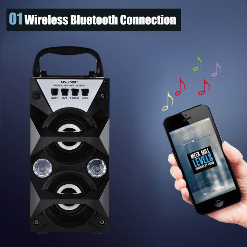 Redmaine MS-208BT Portable High Power Output Multimedia FM Radio Wireless Bluetooth Speaker