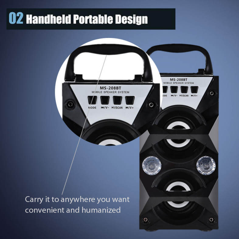 Redmaine MS-208BT Portable High Power Output Multimedia FM Radio Wireless Bluetooth Speaker