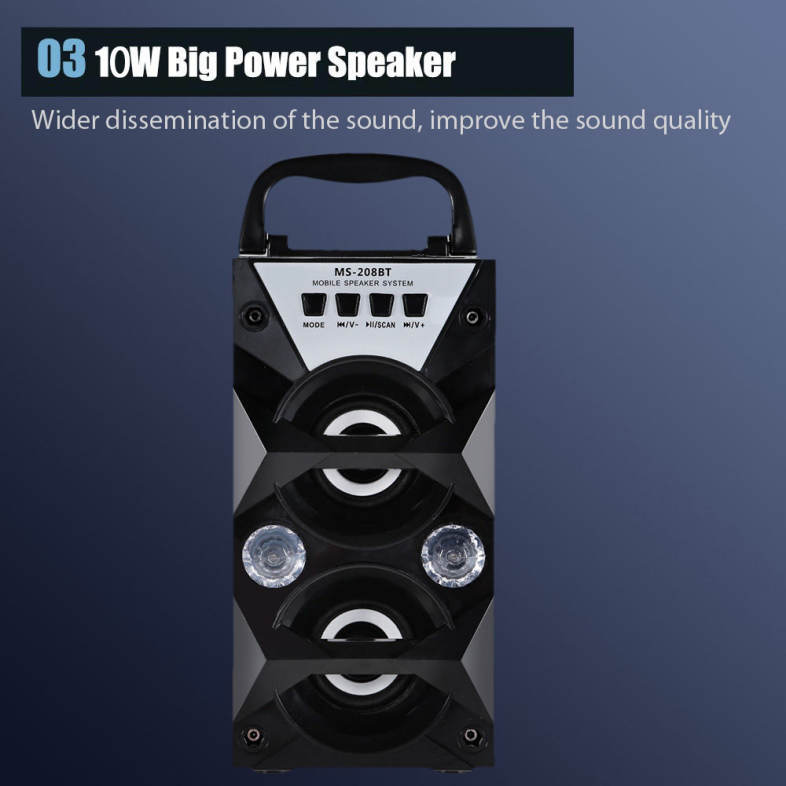 Redmaine MS-208BT Portable High Power Output Multimedia FM Radio Wireless Bluetooth Speaker