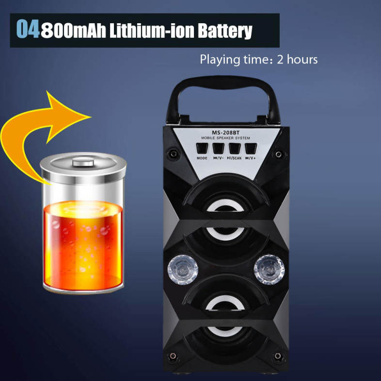 Redmaine MS-208BT Portable High Power Output Multimedia FM Radio Wireless Bluetooth Speaker
