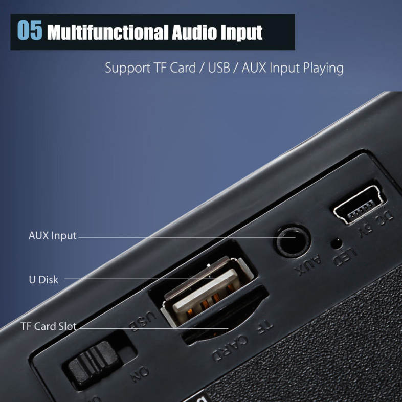 Redmaine MS-208BT Portable High Power Output Multimedia FM Radio Wireless Bluetooth Speaker