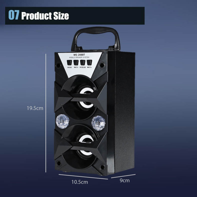 Redmaine MS-208BT Portable High Power Output Multimedia FM Radio Wireless Bluetooth Speaker