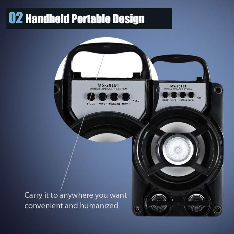 Redmaine MS - 201BT Portable High Power Output Multimedia FM Radio Wireless Bluetooth Speaker