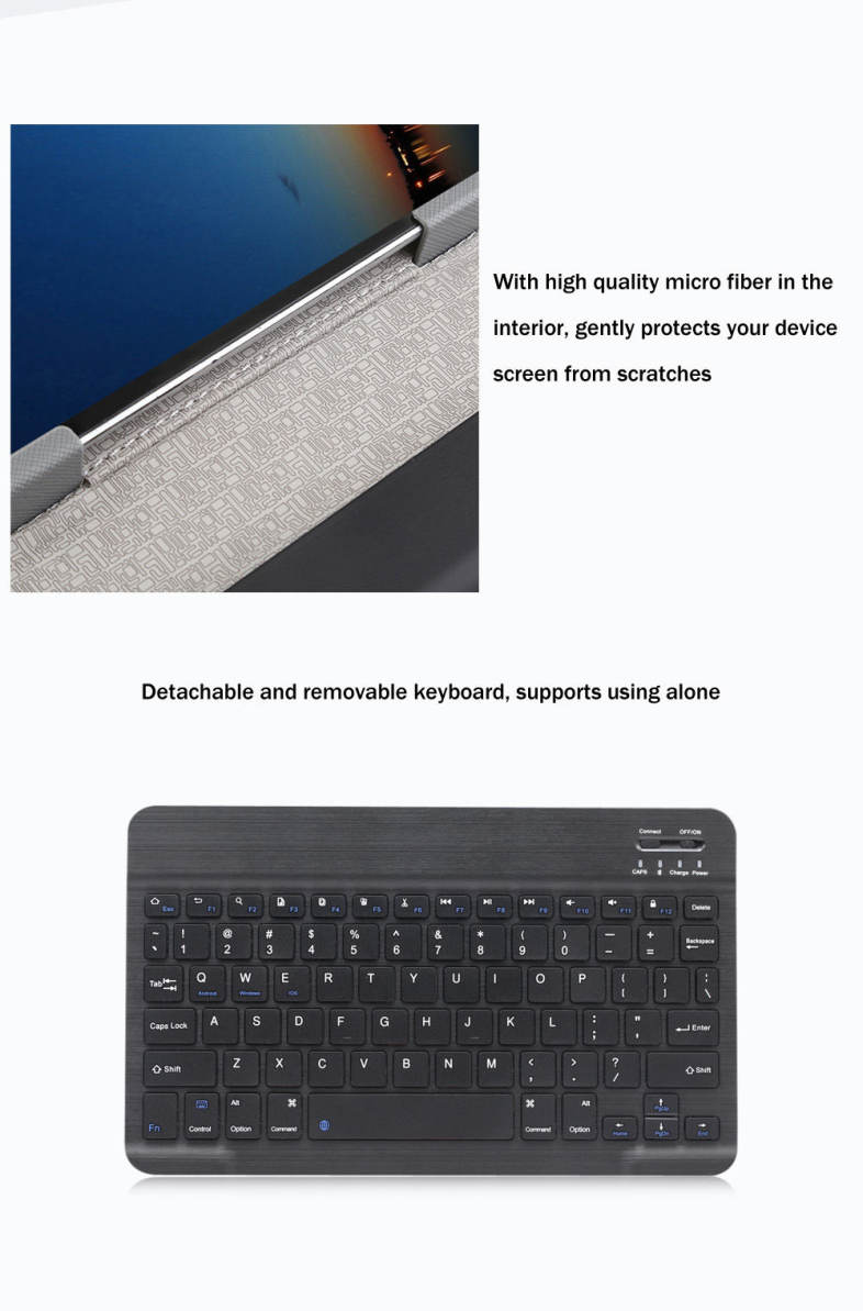 3 in 1 Universal Bluetooth Keyboard Tablet Protective Case with Stander for iOS / Android / Windows 9 / 10 inch