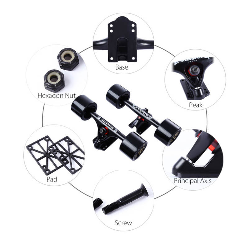 PUENTE 2pcs Generic 7 inch Skateboard Truck Accessory with Wheel