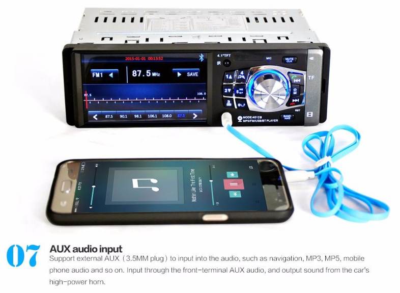 4012B 4.1 inch Car MP5 Vehicle-mounted Radio Multimedia Player Audio Video AUX FM USB Remote Control