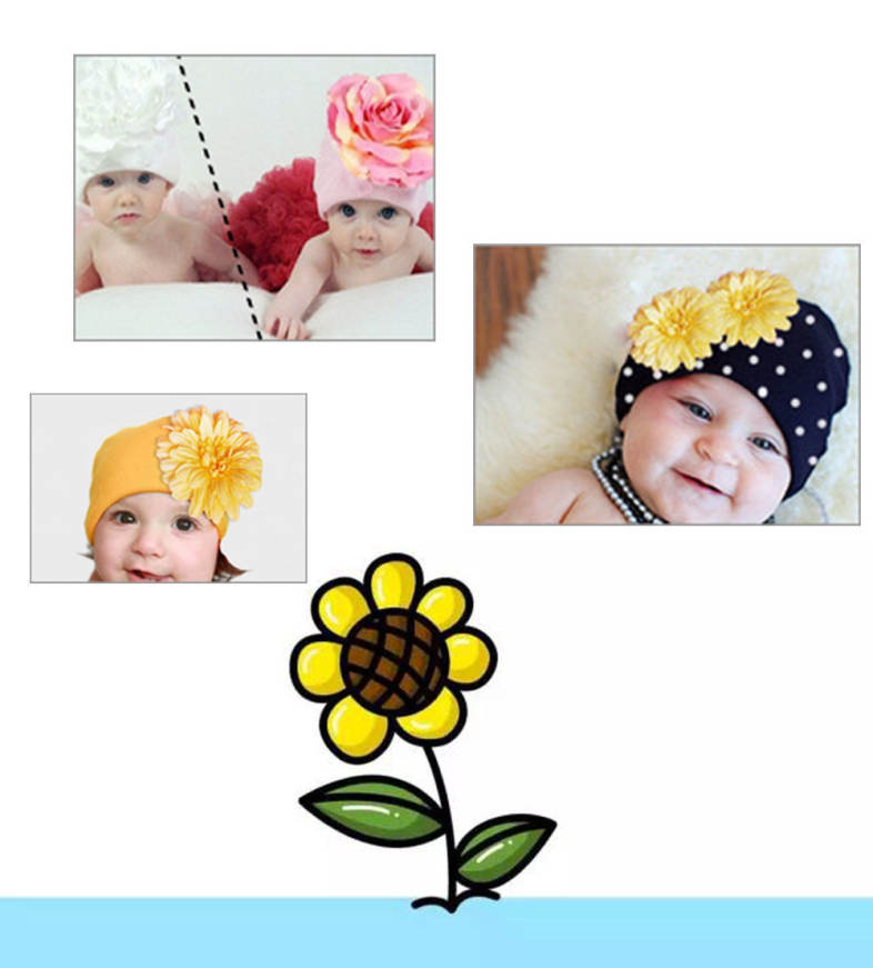 Cute Babies Solid Dot Print Flowers Cotton Elastic Princess Hat
