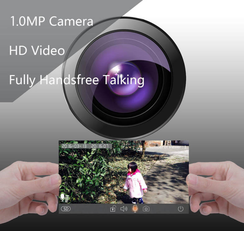eBELL ATZ - DBV03P - 433MHz Network WiFi Doorbell 720P 1.0MP Night Vision with Indoor Chime