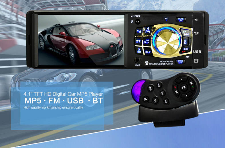 4032B 4.1 inch Vehicle-mounted MP5 Bluetooth Car Radio Multimedia Player Audio Video with Camera Remote Control