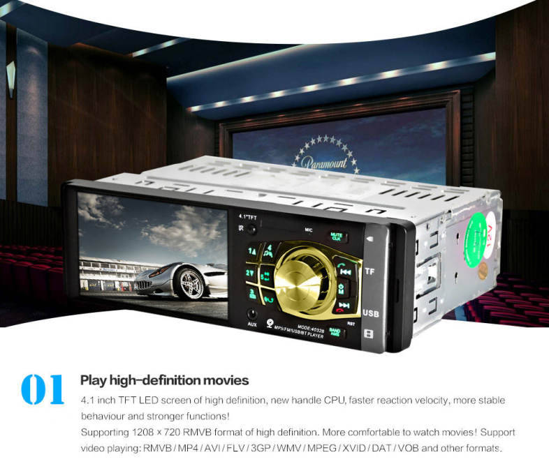 4032B 4.1 inch Vehicle-mounted MP5 Bluetooth Car Radio Multimedia Player Audio Video with Camera Remote Control