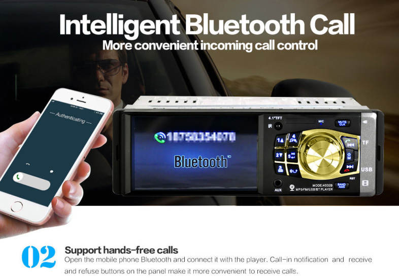 4032B 4.1 inch Vehicle-mounted MP5 Bluetooth Car Radio Multimedia Player Audio Video with Camera Remote Control