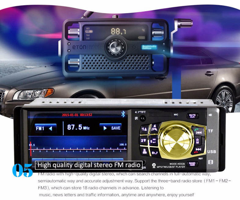 4032B 4.1 inch Vehicle-mounted MP5 Bluetooth Car Radio Multimedia Player Audio Video with Camera Remote Control