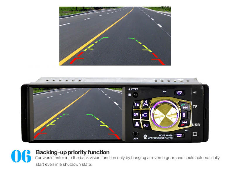 4032B 4.1 inch Vehicle-mounted MP5 Bluetooth Car Radio Multimedia Player Audio Video with Camera Remote Control