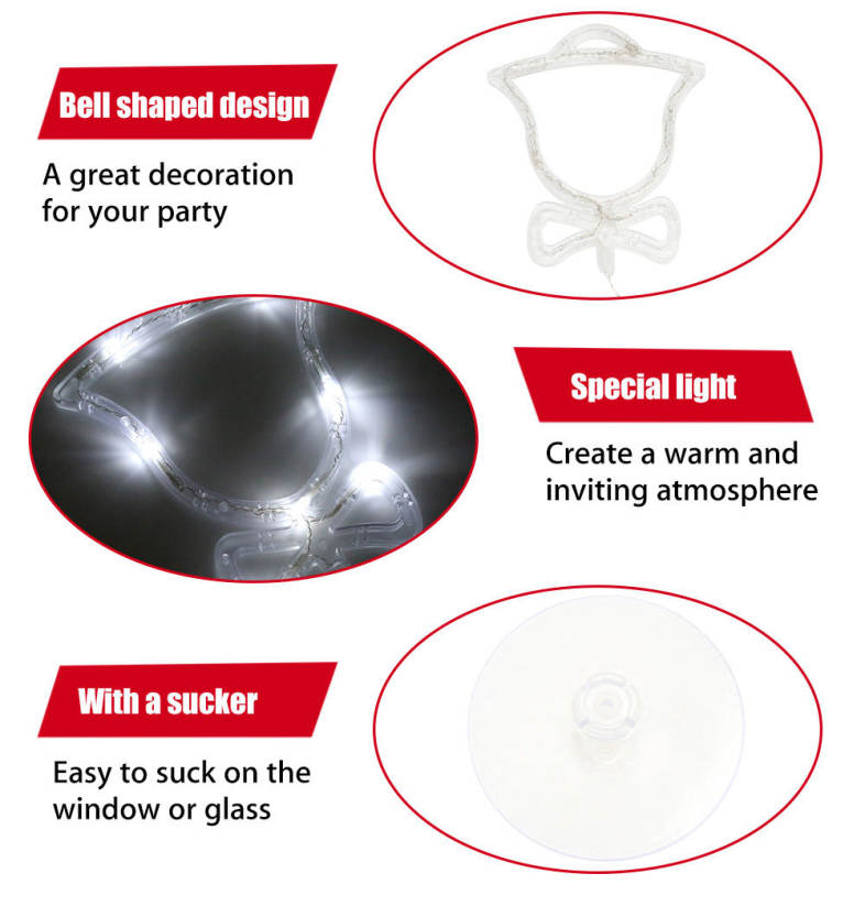 Christmas Bell Window String Fairy Light Battery Powered LED Party Lamp