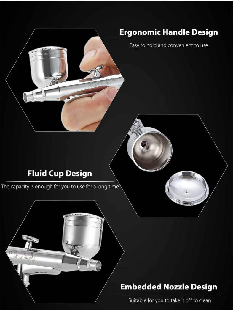 Spirit air BT - 134K 0.2mm / 0.3mm / 0.5mm Gravity Feed Dual Action Airbrush Paint Spray Gun Set