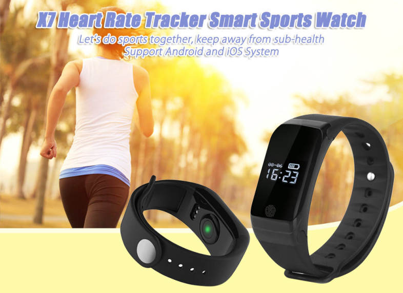 X7 Bluetooth 4.0 Sports Smart Watch Heart Rate Tracker Temperature Pressure Monitor Bracelet