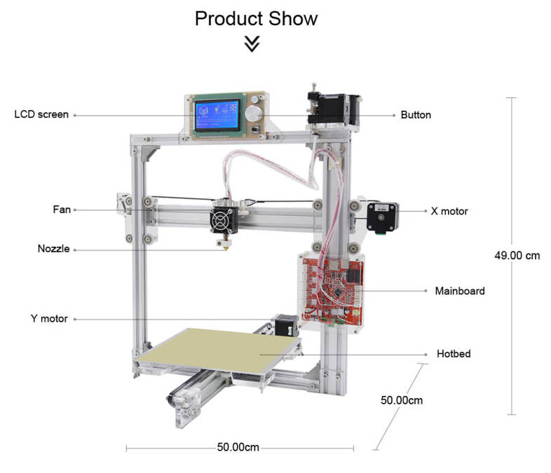 Anet A2 Plus Aluminum Metal 3D Three-dimensional DIY Printer with TF Card Off-line Printing / Optional LCD Display