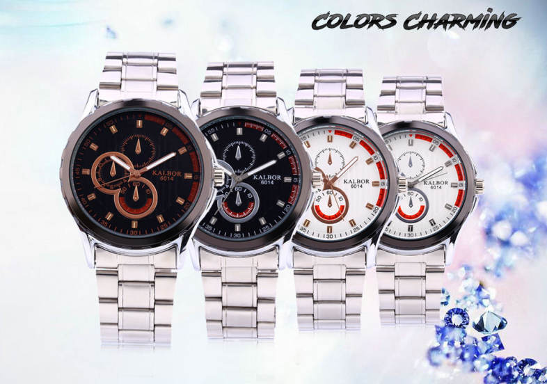 KALBOR 6014 Business Male Quartz Watch Decorative Sub-dial Wristband