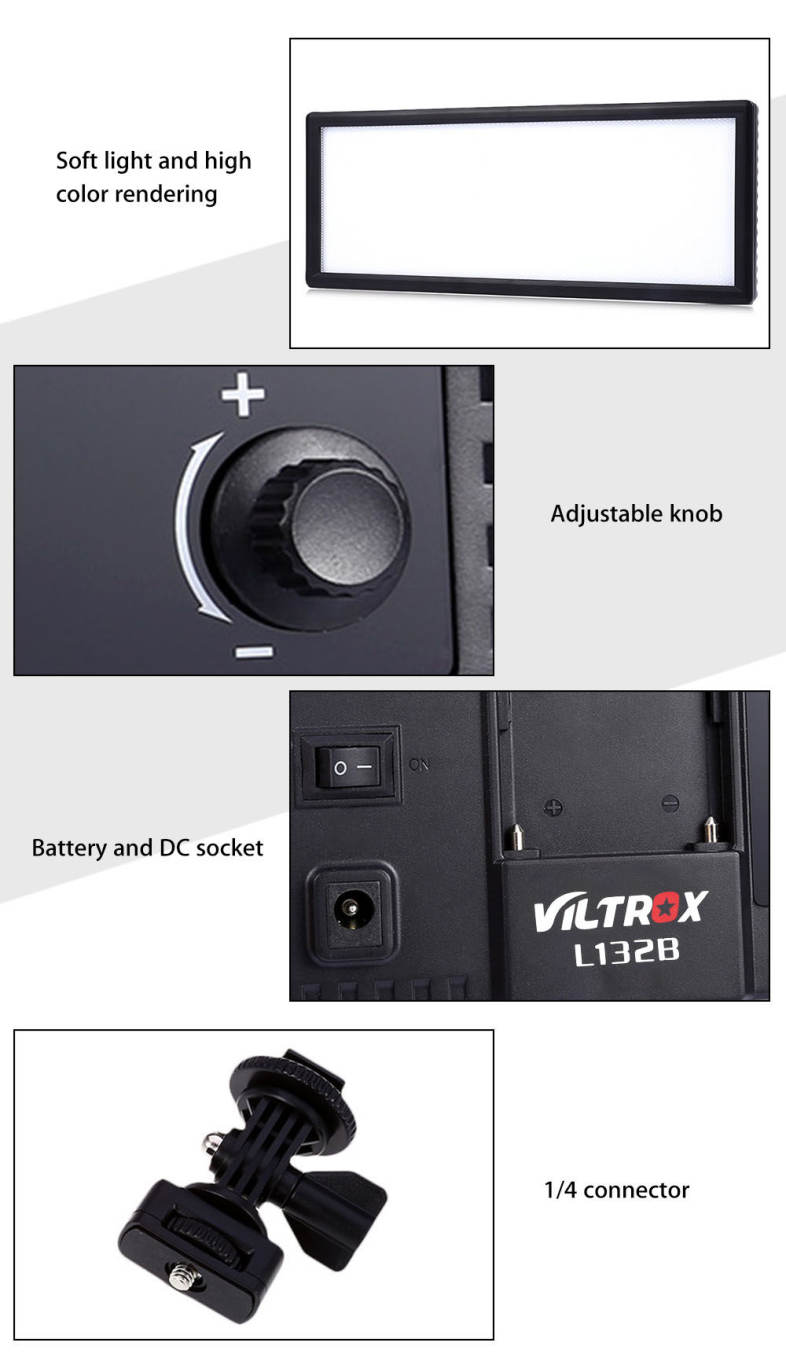 VILTROX L - 132B Dimmable 5400K Ultra Thin Photography LED Light