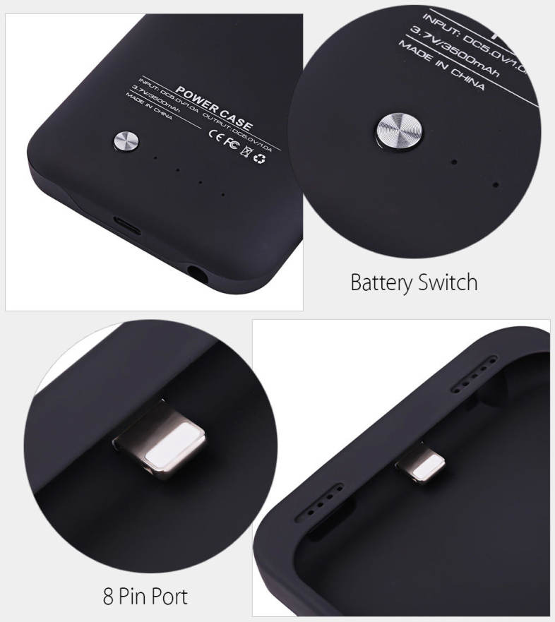 3500mAh External Battery Power Bank Charger Flip Case for iPhone 6 / 6S 4.7 inch