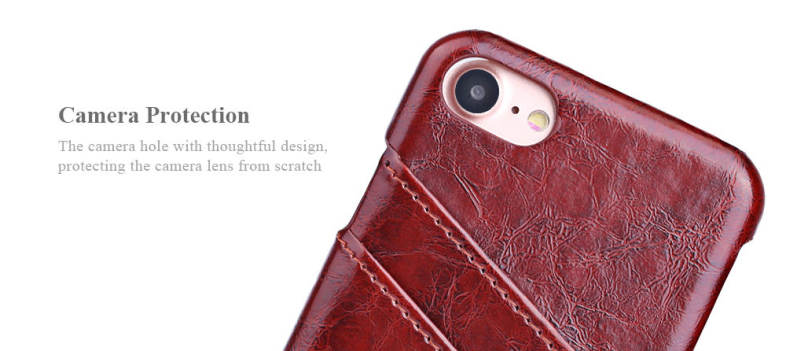 TOMKAS Oil Wax PU Leather Back Cover Case with Card Holder Function for iPhone 7
