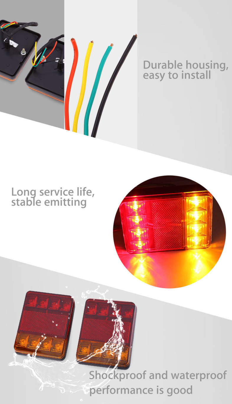 12V LED Van Truck Trailer Stop Rear Tail Brake Light Indicator Lamp