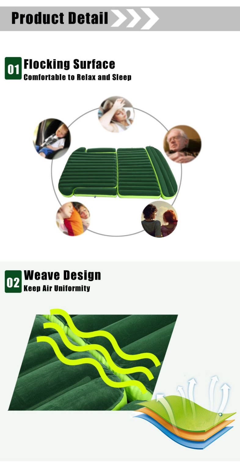 Drive Travel Universal Automotive Air Inflation Bed Wave Design Environmental Material Comfortable Airbed for SUV