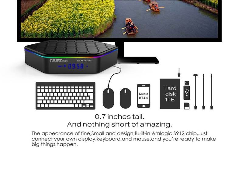Sunvell T95Z Plus Set-top Box Amlogic S912 Octa Core 4K x 2K H.265 Decoding Android 7.1 2.4G   5G Dual Band WiFi
