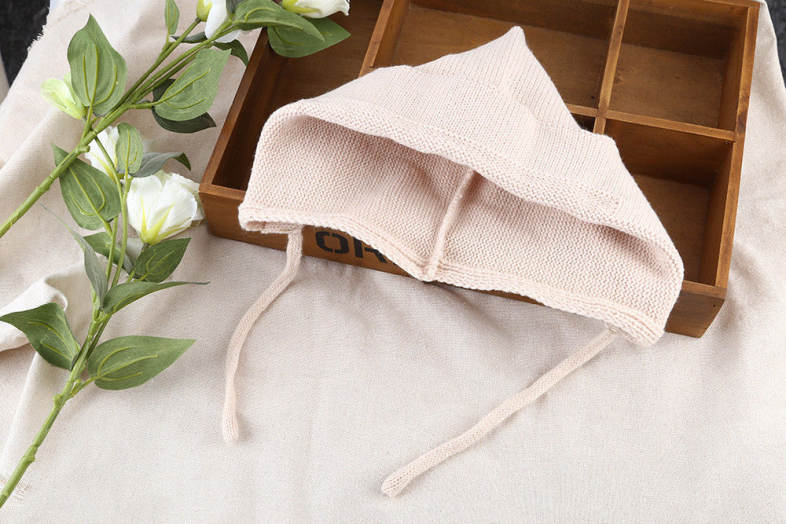 Cute Pure Color Tie Ear Baby Knitted Baby Hat