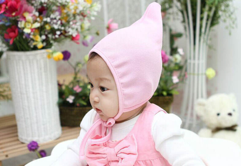 Cute Pure Color Small Lace-up Baby Hat