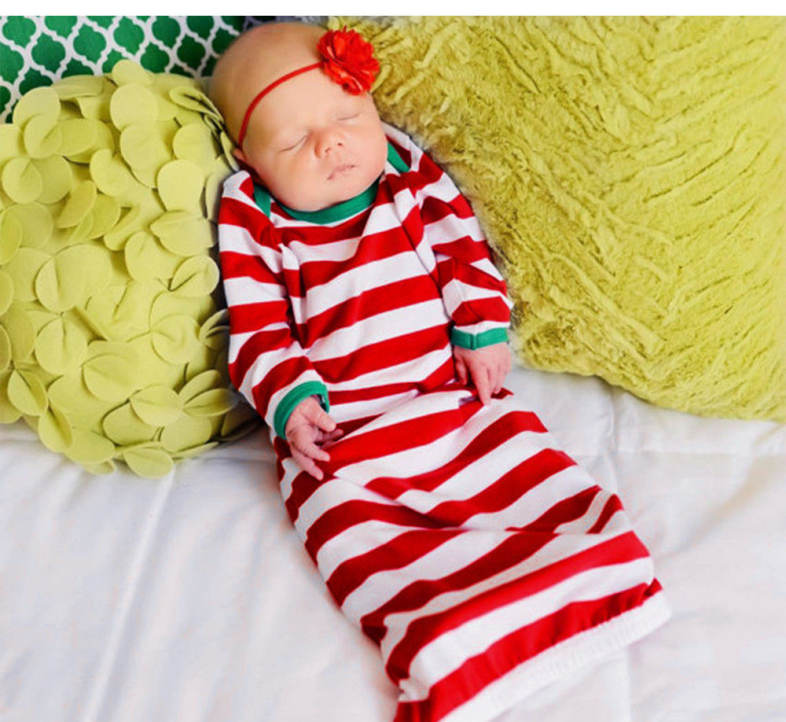 Sweet Round Collar Striped Color Block Infant Long Sleeve T-Shirt